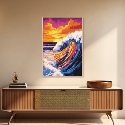 Ocean Wave, Surf Art, Coastal Canvas, Vibrant Seascape, Beach House Decor, Large Canvas Print, Modern Beach Wall Art