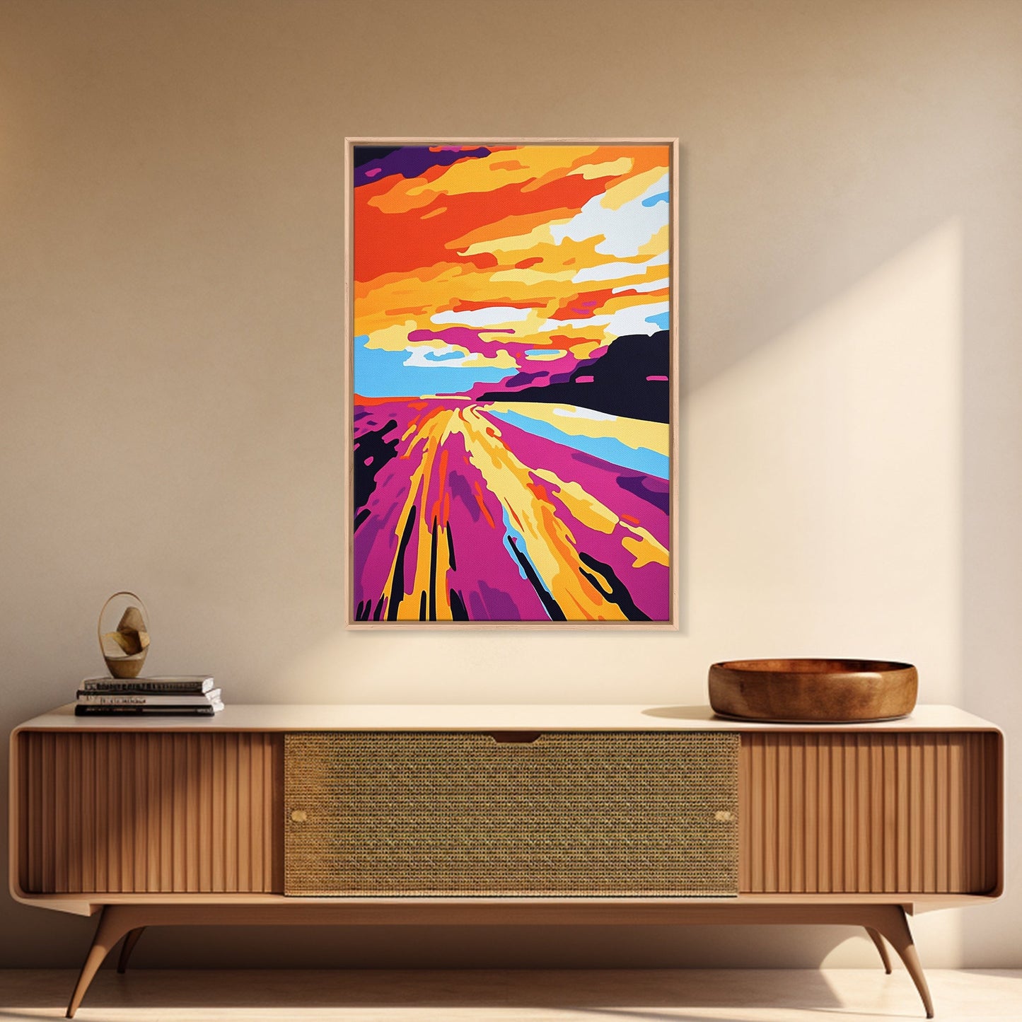 Desert Road, Sunset, Adventure, Canvas Print, Southwest Landscape, Travel Wall Art, Wanderlust Decor, Road Trip, Boho Home Style