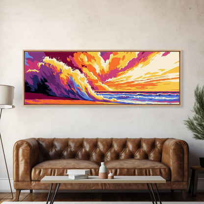 Ocean Wave, Beach Canvas Print, Vibrant Coastal Art, Tropical Wall Art, Framed Canvas Print, Surfing Decor, Colorful Seascape Painting
