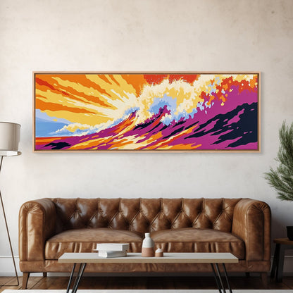 Ocean Wave, Sunset Surf, Coastal Energy, Canvas Print, Beach Wall Art, Bold Seascape, Vibrant Home Decor, Surfing Aesthetic