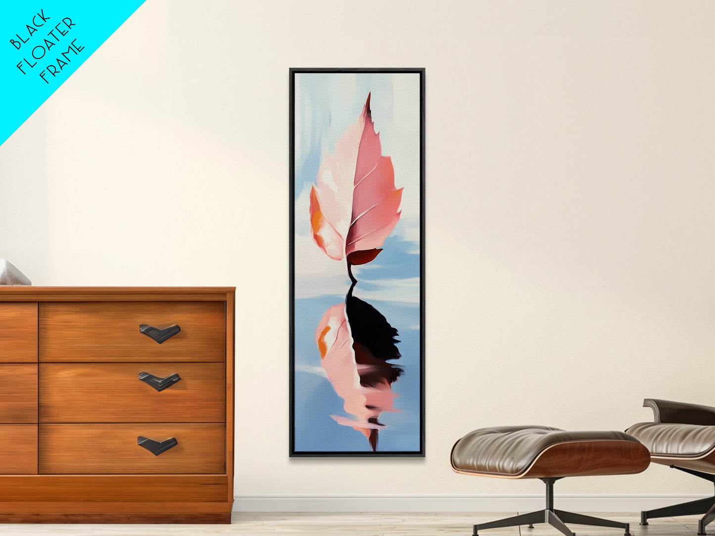 Floating Leaf, Autumn Reflection, Water Stillness, Canvas Print, Fall Wall Art, Minimalist Aesthetic, Tranquil Decor, Nature Inspired
