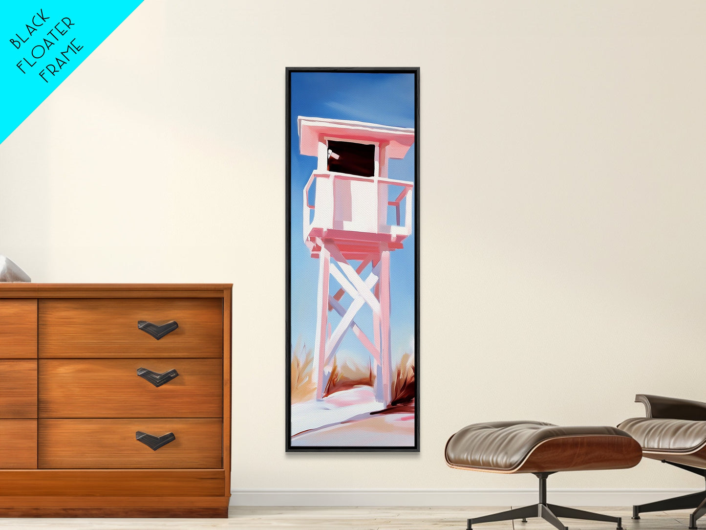 Lifeguard Tower, Beach House Art, Coastal Minimalism, Summer Seascape, Canvas Print, Nautical Theme, Modern Wall Art, Living Room Decor