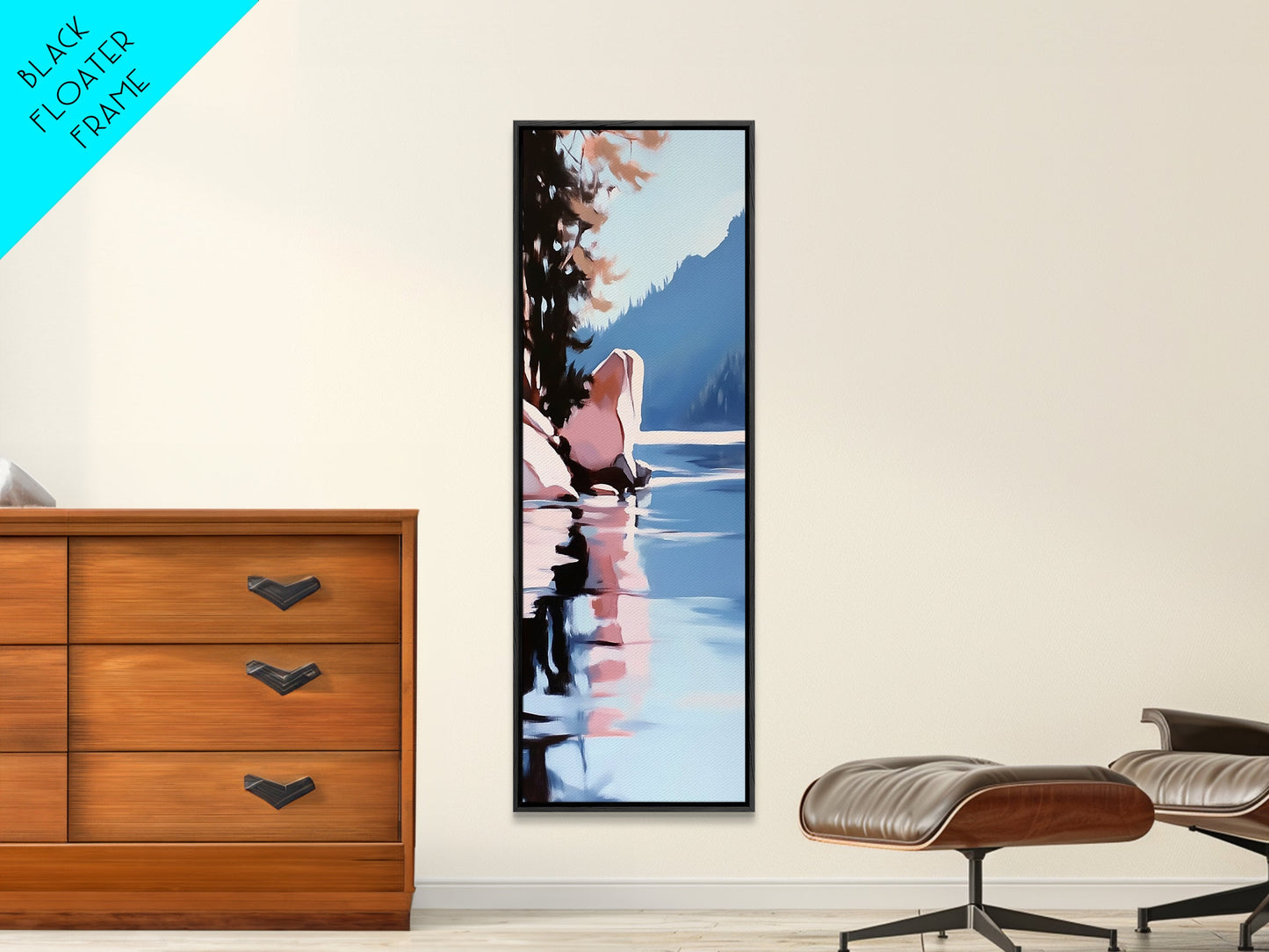 Reflective Landscape, Framed Canvas Print, Surreal Wall Art, Contemporary Home Decor, Living Room Wall Art, Minimalist Coastal Vibes