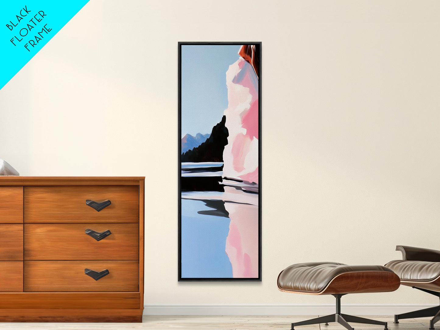 Scenic Lakeside, Moody Landscape, Framed Canvas Print, Nature Art, Soft Earthy Colors, Living Room Wall Art, Modern Minimalist