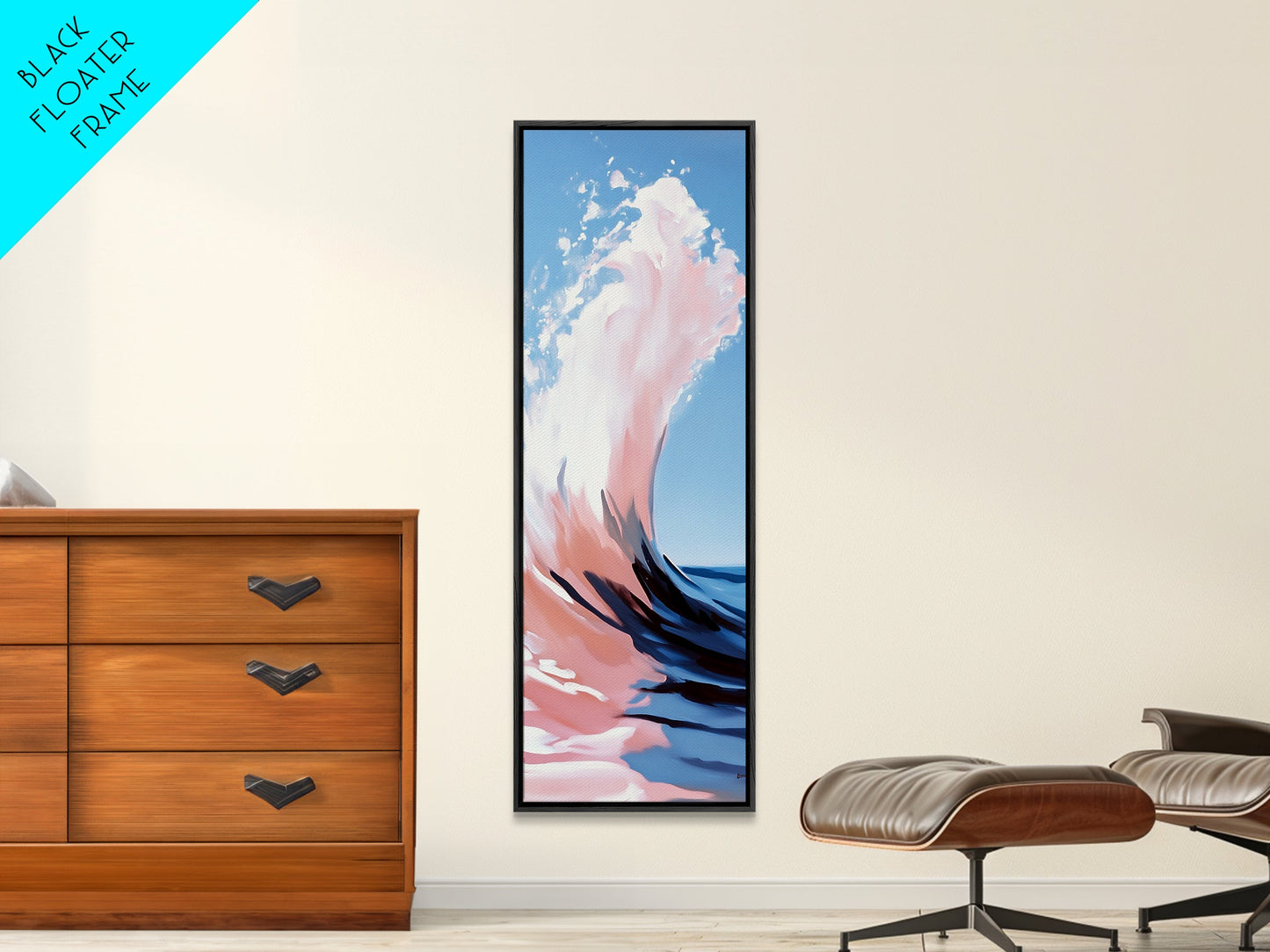 Ocean Wave, Abstract Seascape, Coastal Art, Framed Canvas Print, Modern Beach Wall Art, Minimalist Wave Painting, Living Room Wall Art