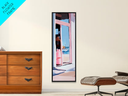 Ocean View, Beach Window, Coastal Reflection, Framed Canvas Print, Dreamy Seaside Scene, Living Room Wall Art, Minimalist Beach House