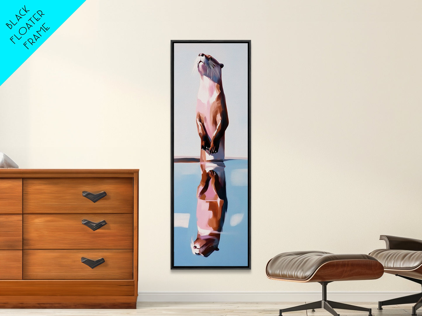Otter Reflection, Wildlife Art, Nature Photography, Cute Animal, Minimalist Art, Boho Style, Unique Gift, Canvas Print