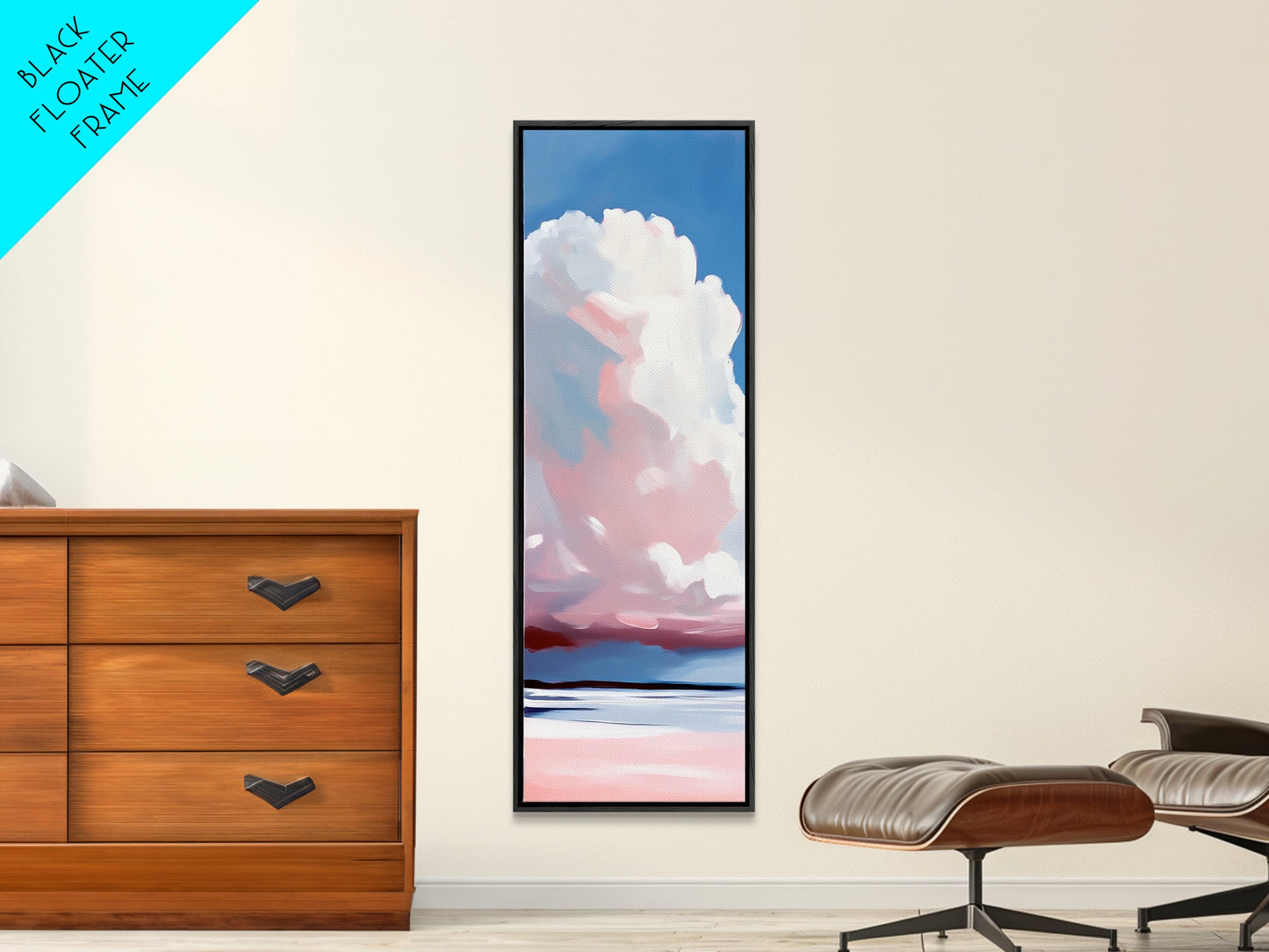 Cloudscape, Pink Sky, Soft Colors, Tranquil Atmosphere, Dreamy Home Decor, Boho Aesthetic, Bedroom Wall Art, Framed Canvas Print