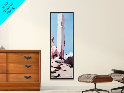 Stone Sculpture, Abstract Figure, Modern Minimalist Art, Desert Vibes, Contemporary Landscape, Earthy Tones, Framed Canvas Print