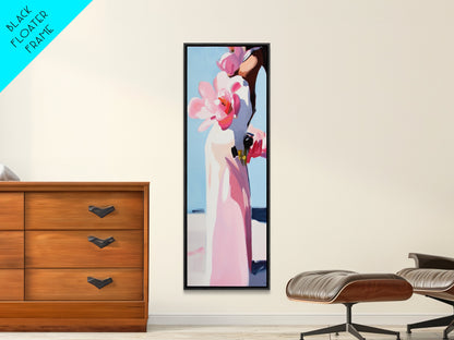 Floral Vase, Pink Magnolia, Modern Impressionist, Canvas Print, Botanical Wall Art, Elegant Decor, Bedroom Art, Feminine Aesthetic