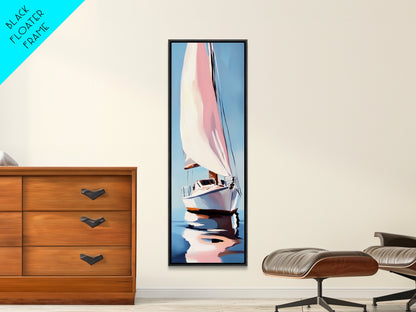 Sailboat Reflection, Nautical Painting, Coastal Wall Art, Canvas Print, Ocean Lover Gift, Modern Seascape, Beach House Decor