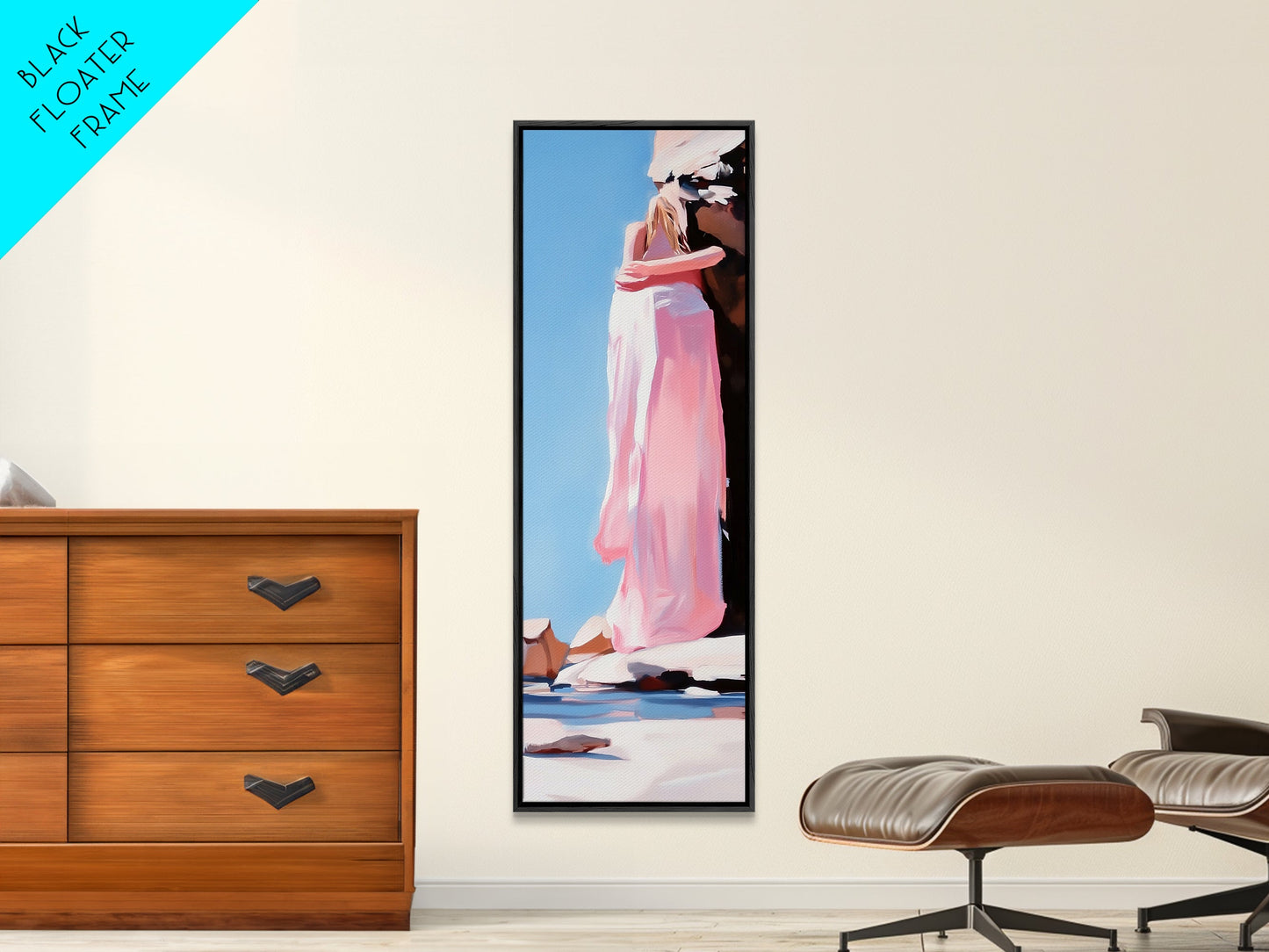 Embracing Couple, Romantic Wall Art, Beach Sunset, Minimalist Love Art, Framed Canvas Print, Dreamy Home Decor, Modern Aesthetic