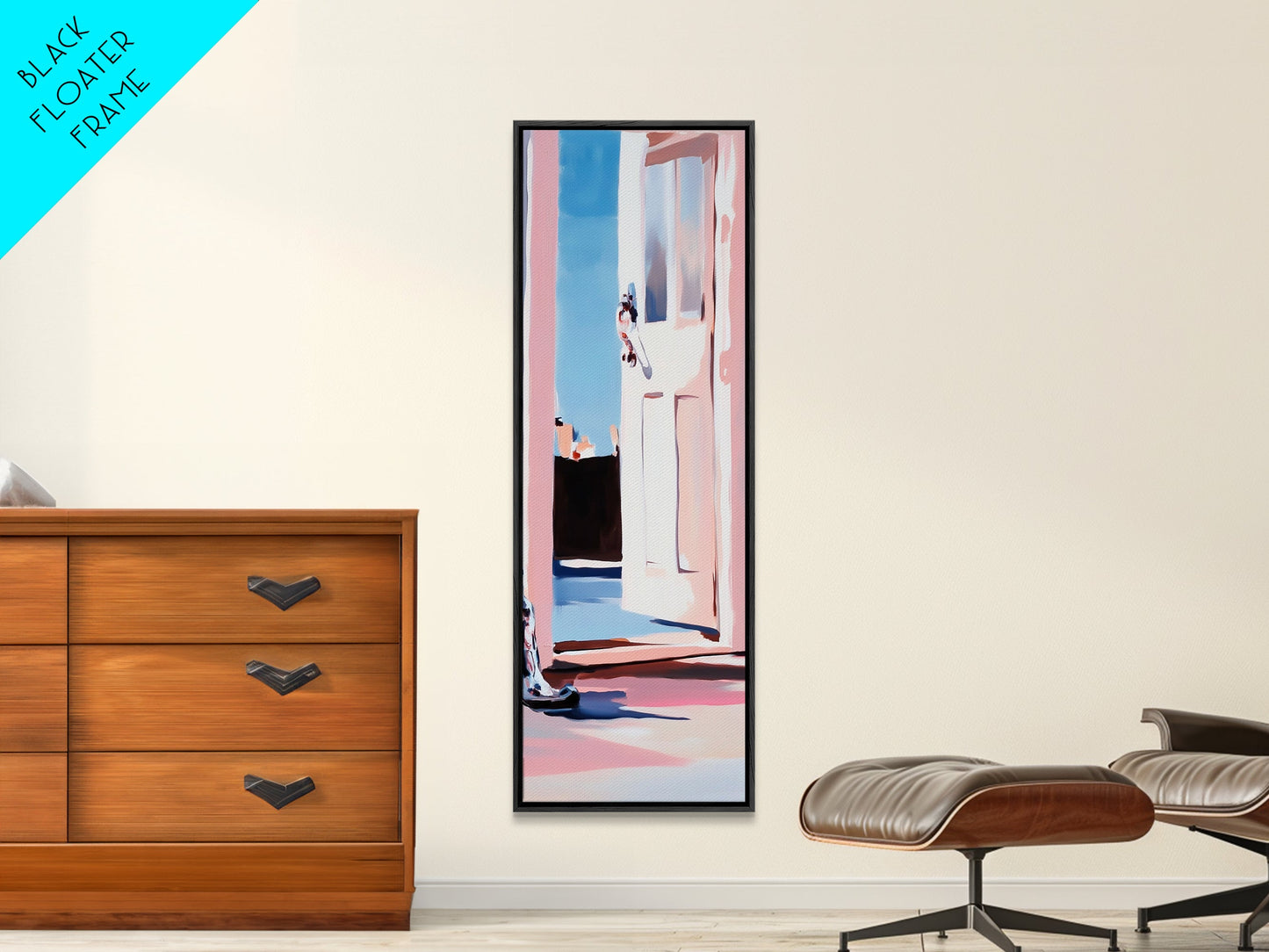 Open Door Light, Dreamy Interior, Soft Tones, Warm Aesthetic, Framed Canvas Print, Entryway Art, Minimalist Wall Art, Cozy Home Decor