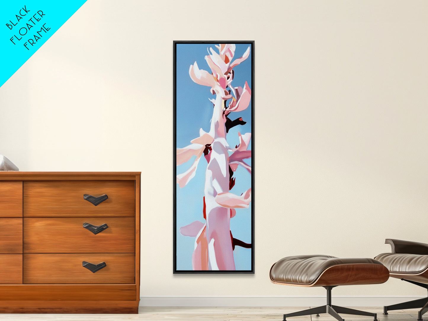 Pink Bloom, Floral Wall Art, Botanical Print, Framed Canvas Print, Modern Aesthetic, Minimalist Decor, Bedroom Art, Boho Artwork