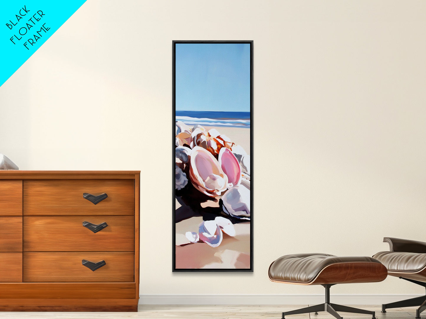 Shell Collection, Seaside Art, Beach Wall Art, Framed Canvas Print, Coastal Aesthetic, Ocean Inspired, Modern Minimalist, Living Room Decor