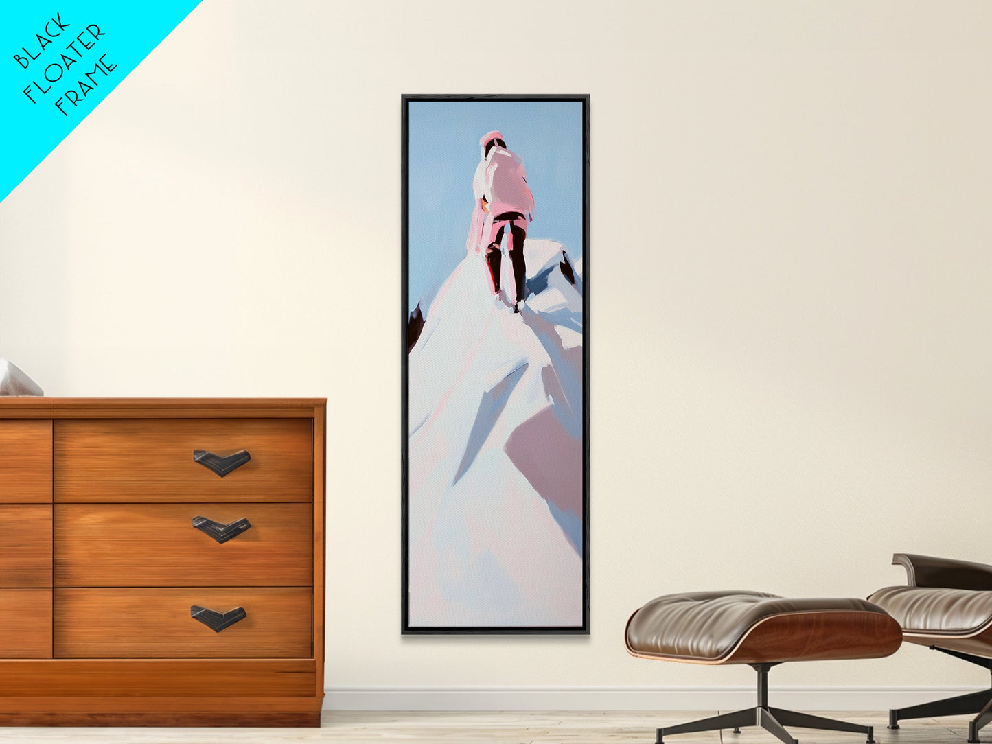 Mountain Climber, Winter Summit, Adventure Art, Framed Canvas Print, Minimalist Decor, Modern Office Art, Inspiring Wall Art, Gift Idea
