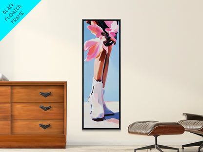 White Cowboy Boots, Boho Fashion, Stylish Art, Framed Canvas Print, Western Wall Decor, Country Chic, Dressing Room Artwork, Gift Idea