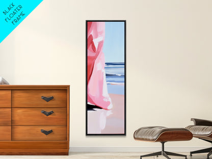 Windswept Dress, Ocean Breeze Art, Soft Pastel Coastal Decor, Feminine Beach Aesthetic, Modern Abstract Art, Canvas Print, Bedroom Wall Art