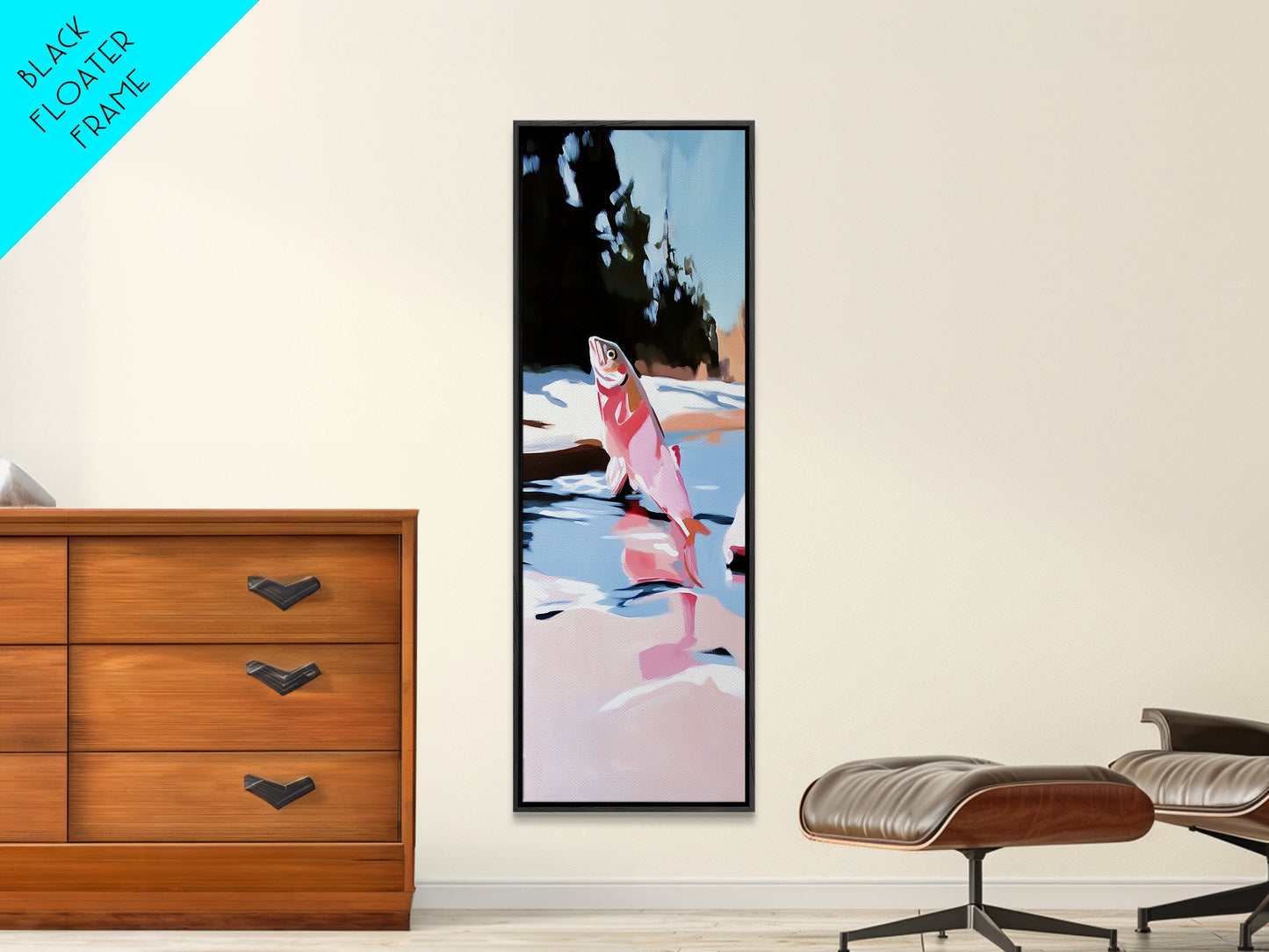 Jumping Fish, Nature Wall Art, Lake House Decor, Canvas Print, Outdoor Adventure, Fishing Theme, Rustic Aesthetic, Wildlife Painting