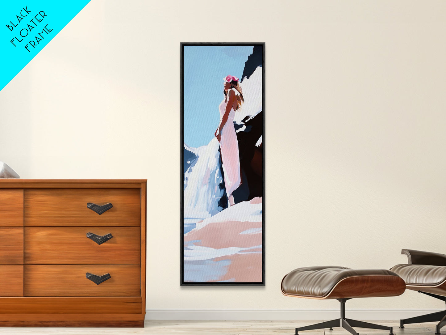 Woman in Nature, Ocean View, Beach Scene, Canvas Print, Romantic Art, Soft Aesthetic, Minimalist Wall Art, Feminine Energy, Serene Mood