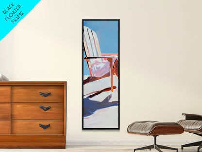Beach Chair Relaxation, coastal art, summer vibes, minimalist beach painting, modern wall decor, living room art, framed canvas print