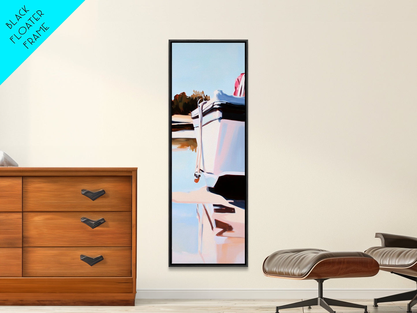 Lakeside Escape, Tranquil Water Scene, Nature Serenity, Framed Canvas Print, Coastal Home Decor, Peaceful Wall Art, Minimalist Art