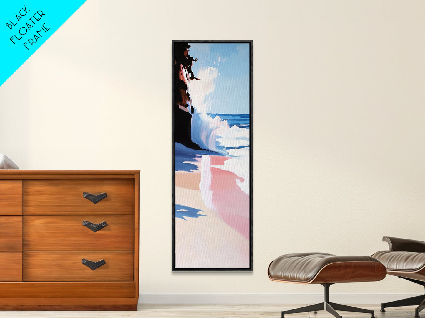 Meereswelle, Küstenkunst, moderne Meereslandschaft, blaue Wanddekoration, Wohnzimmerbild, minimalistische Kunst, Leinwanddruck, maritimer Stil