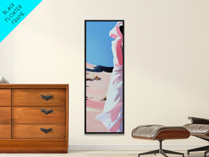 Wüstenspaziergang, Modische Wandkunst, Minimalistischer Figurendruck, Warme Farbtöne, Neutrale Wanddekoration, Moderne Ästhetik, Gerahmter Leinwanddruck