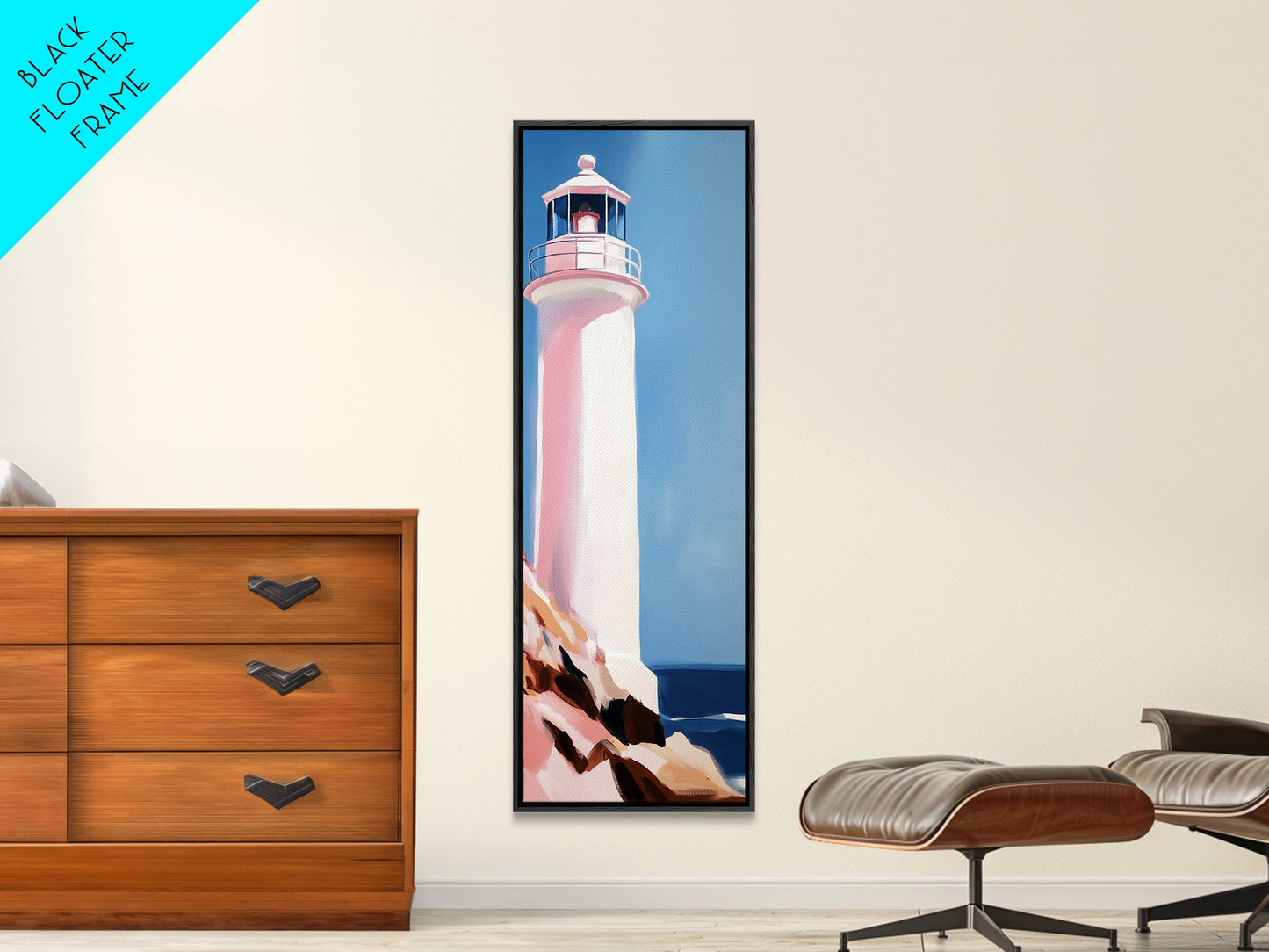 Lighthouse Serenity, Coastal Escape, Ocean Calm, Canvas Print, Nautical Wall Art, Minimalist Decor, Beach House Aesthetic, Office Art