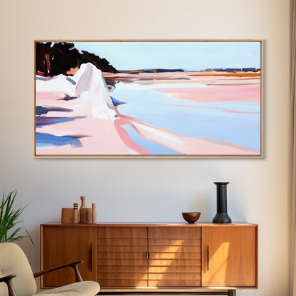 Klippen, Wasser, Spiegelung, Leinwanddruck, Küstenkunst, zeitgenössisches Seestück, Küstenansicht, Pastelllandschaft, Meeresdekor