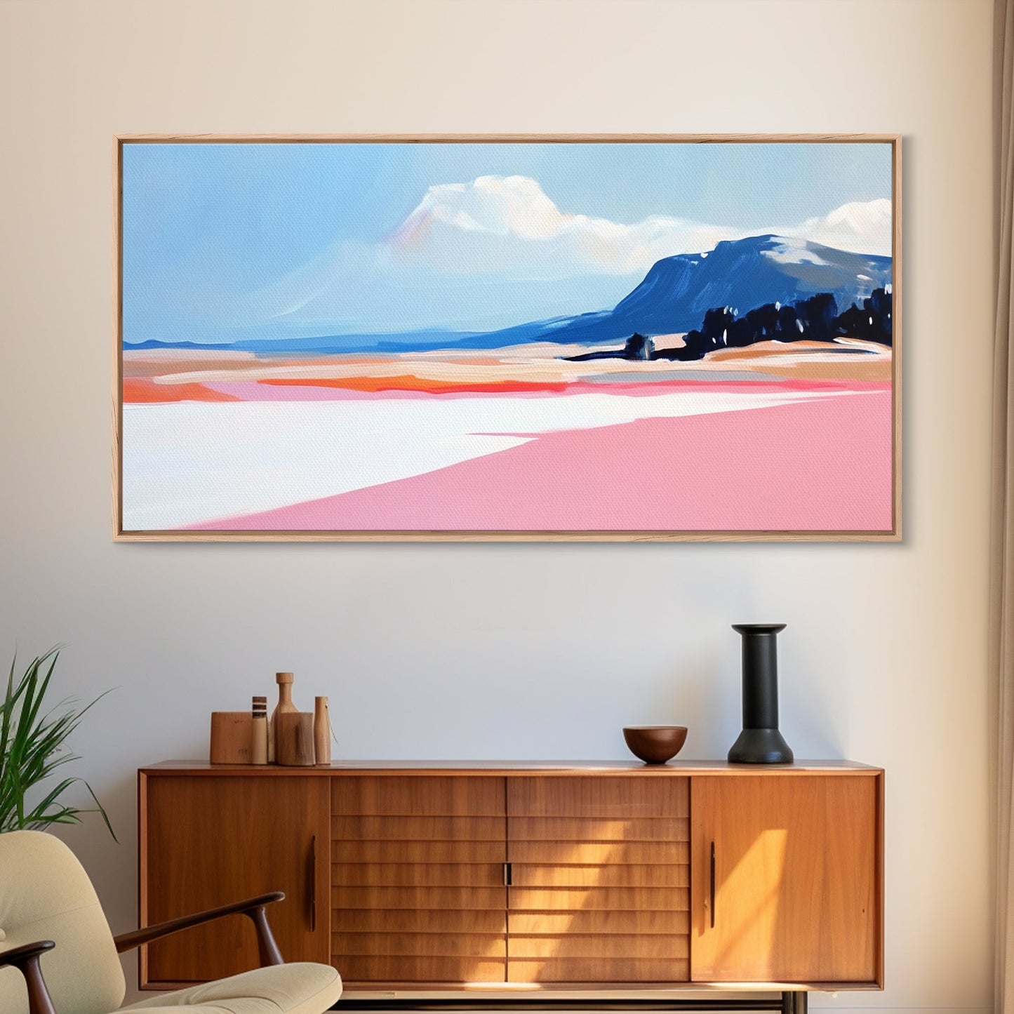 Mountain Horizon, Pastel Desert, Sunset Landscape, Canvas Print, Southwest Wall Art, Earth Tone Decor, Living Room Artwork, Scenic Painting