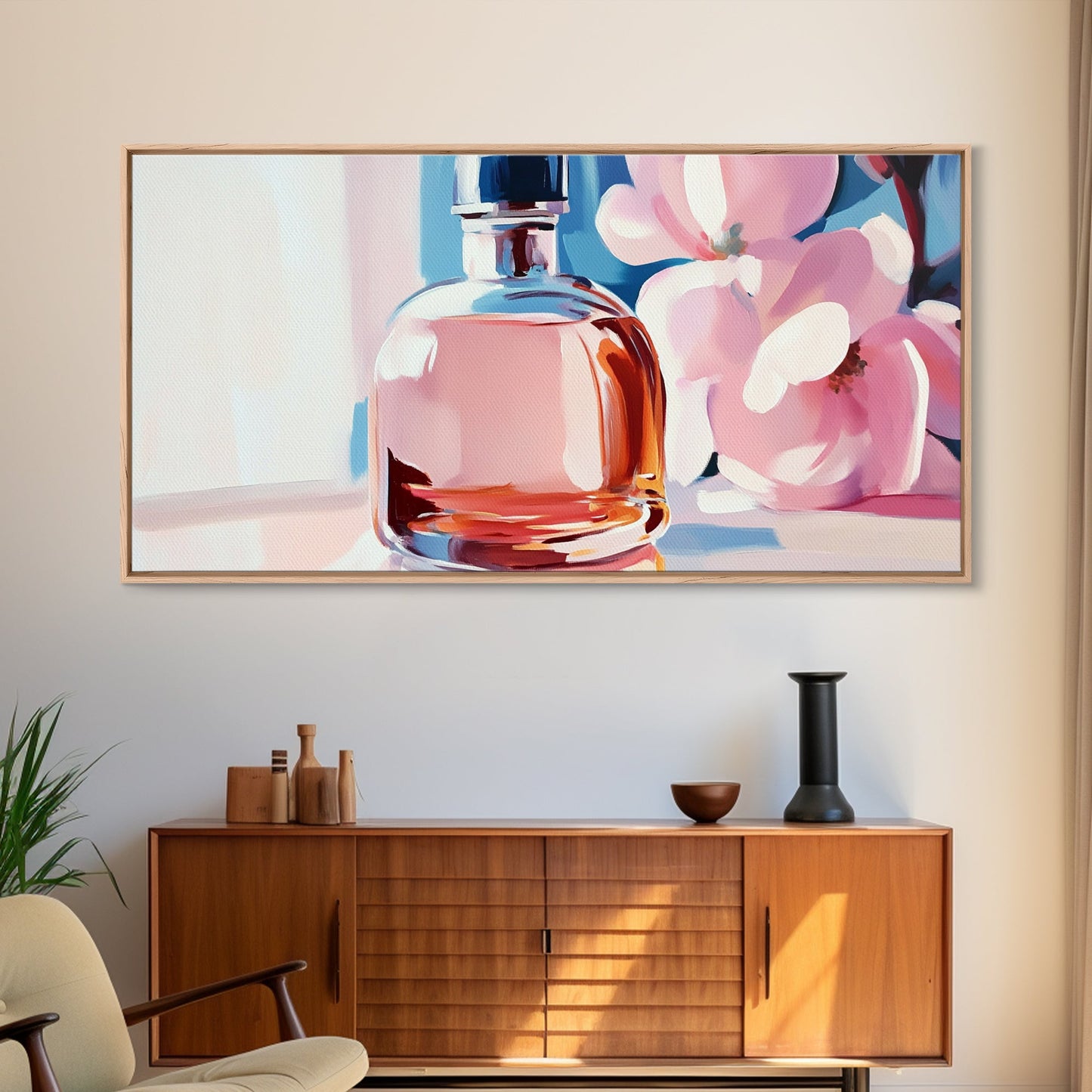 Perfume Bottle, Feminine Art, Chic Wall Decor, Canvas Print, Modern Glam Art, Elegant Painting, Fashion Inspired Art, Dressing Room Art