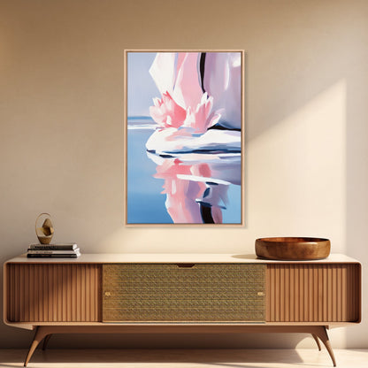 Lotus Reflection, Water Lily, Framed Canvas Print, Zen Wall Art, Serene Nature Painting, Spa Room Decor, Tranquil Aesthetic, Relaxation Gift