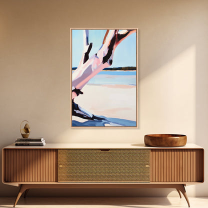 Pink Tree, Abstract Nature, Modern Boho Art, Minimalist Wall Decor, Framed Canvas Print, Living Room Wall Art, Pastel Home Decor