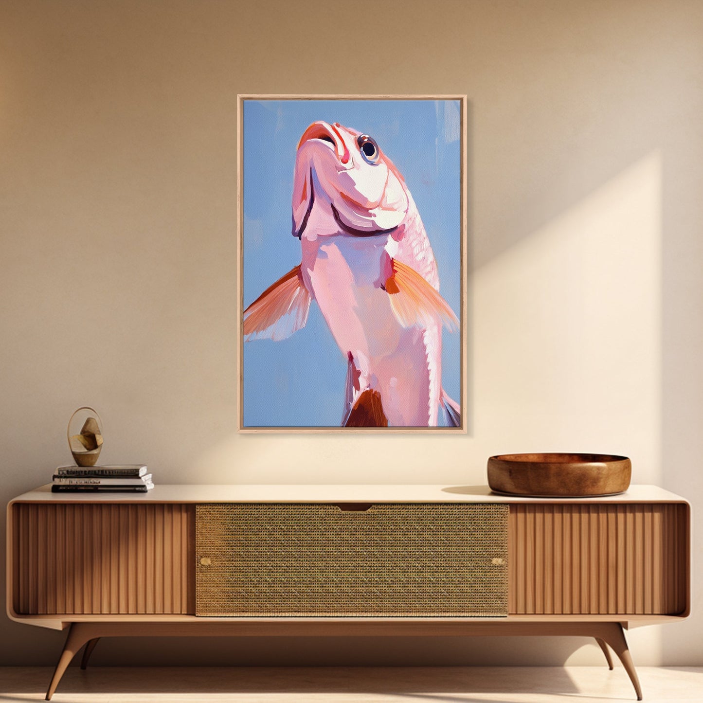 Redfish, Fishing Art, Coastal Decor, Nautical Wall Art, Framed Canvas Print, Beach House Art, Sport Fishing, Ocean Aesthetic
