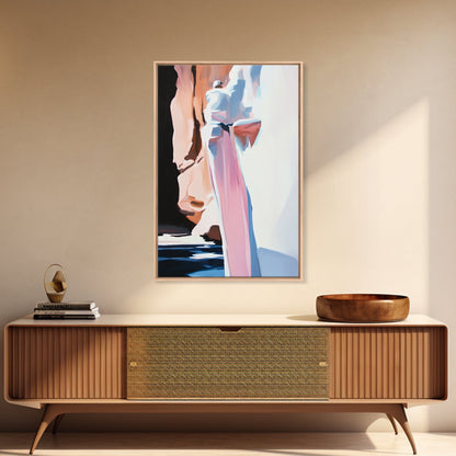 Canyon Serenity, Earthy Landscape, Nature Inspired Art, Warm Neutral Tones, Rustic Minimalist Style, Framed Canvas Print