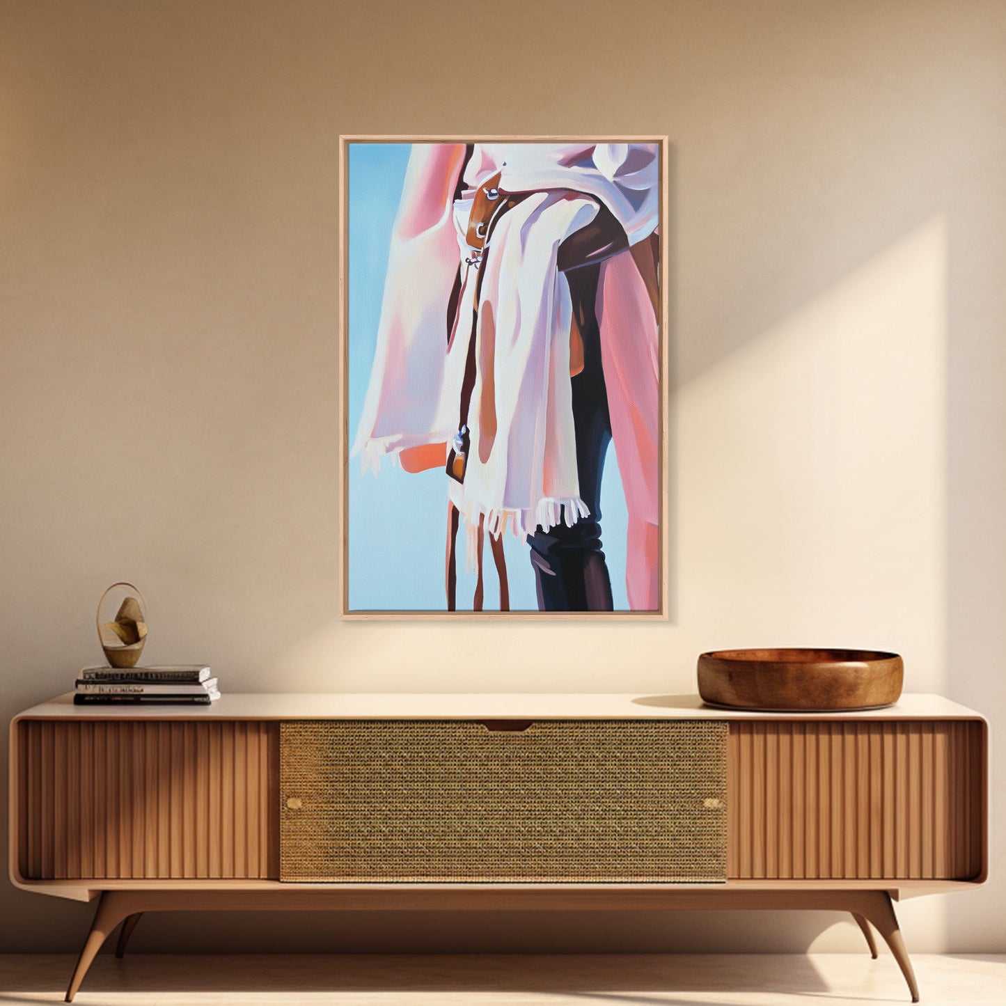 Western Fashion, Cowboy Aesthetic, Rustic Boho Art, Pastel Tones, Modern Western Decor, Framed Canvas Print, Bedroom or Living Room