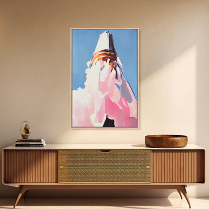 Mountain, Abstract Peak, Modern Landscape, Canvas Print, Blue Wall Art, Minimalist Nature Art, Neutral Wall Decor, Office Wall Art