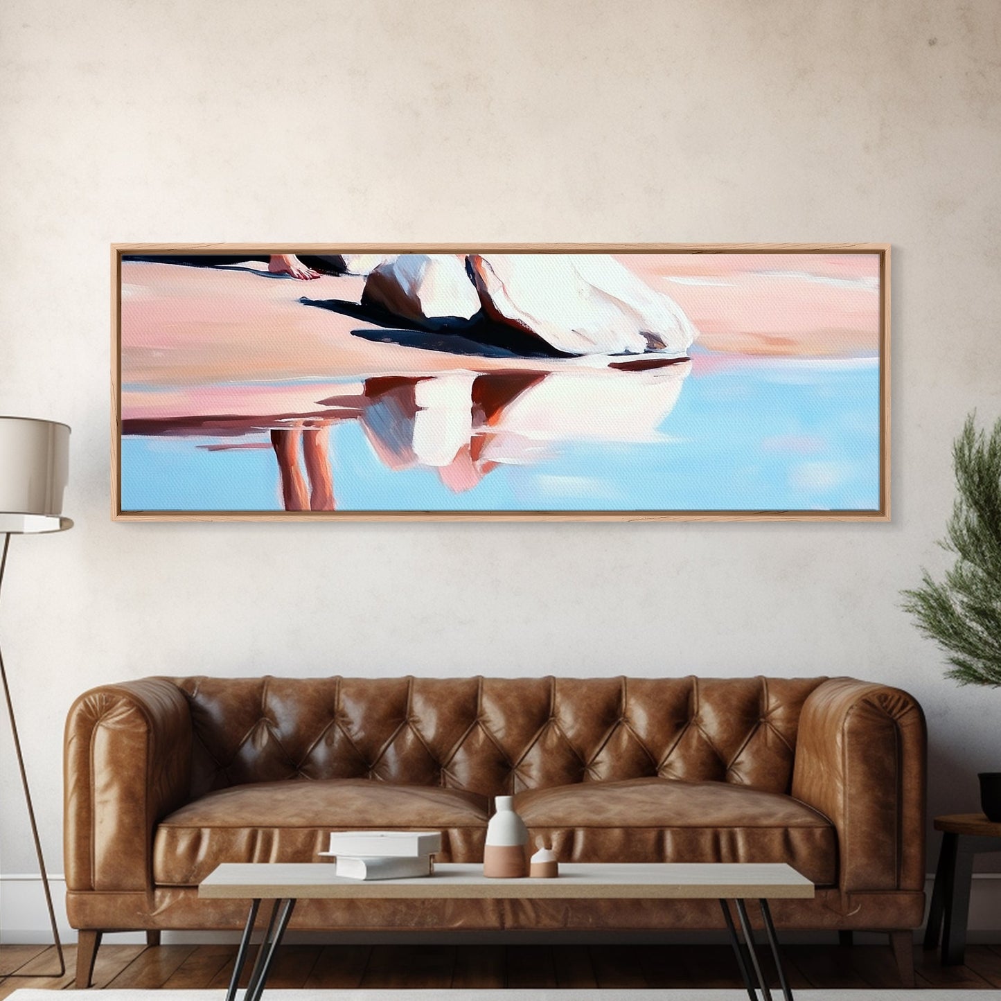 Reflection, Beach Sand, Framed Canvas Print, Coastal Home Decor, Soft Aesthetic, Minimalist Art, Dreamy Seascape, Serene Painting