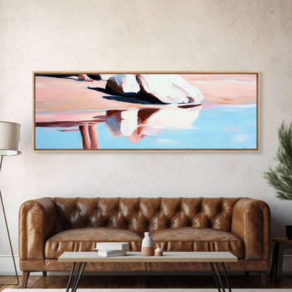 Reflection, Beach Sand, Framed Canvas Print, Coastal Home Decor, Soft Aesthetic, Minimalist Art, Dreamy Seascape, Serene Painting