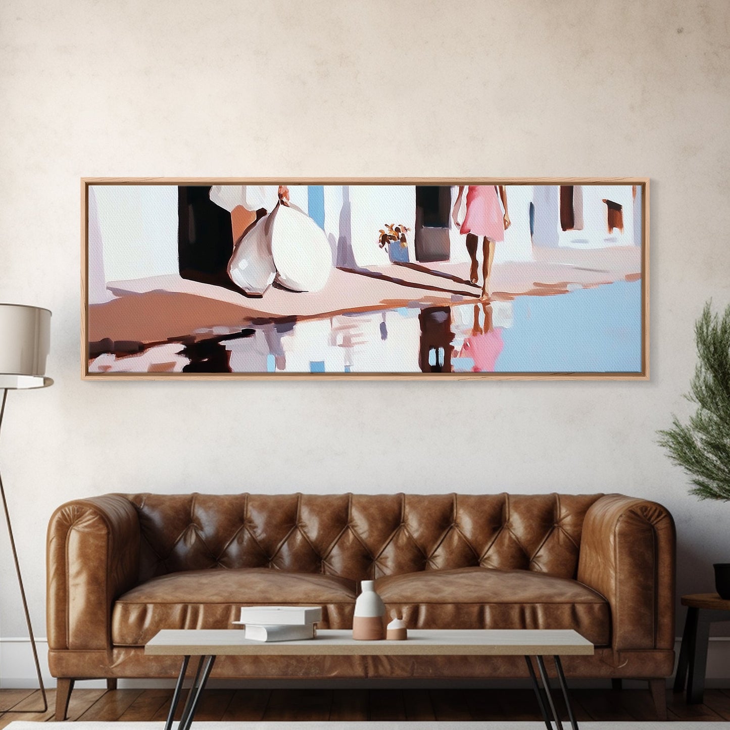 Sunset Reflection, Modern Landscape Art, Beach Vibes, Dreamy Seascape, Framed Canvas Print, Living Room Wall Art, Coastal Home Decor