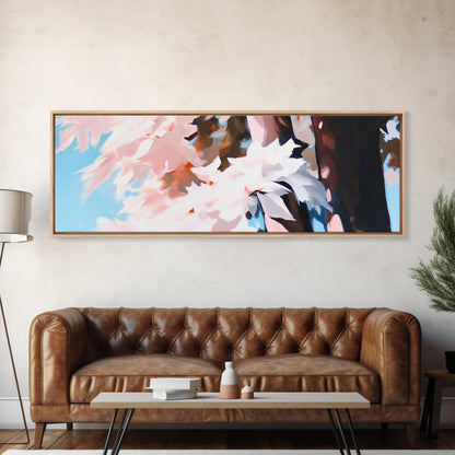 Pink Blossoms, Spring Wall Art, Boho Art, Feminine Aesthetic, Framed Canvas Print, Bedroom Decor, Soft Pastel Art, Nature Painting