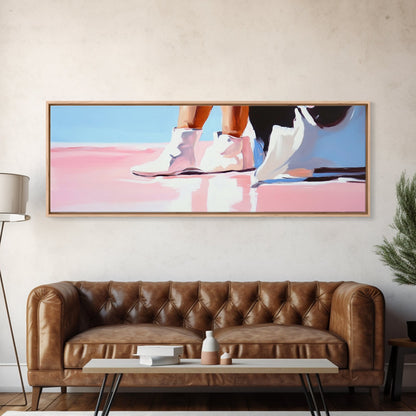 White Boots, Fashion Aesthetic, Modern Chic, Canvas Print, Stylish Wall Art, Minimalist Home Decor, Fashion Illustration, Trendy Artwork