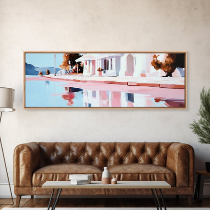 Lakeside House, Reflections, Peaceful Landscape, Canvas Print, Serene Wall Art, Modern Home Decor, Minimalist Artwork, Living Room Accent