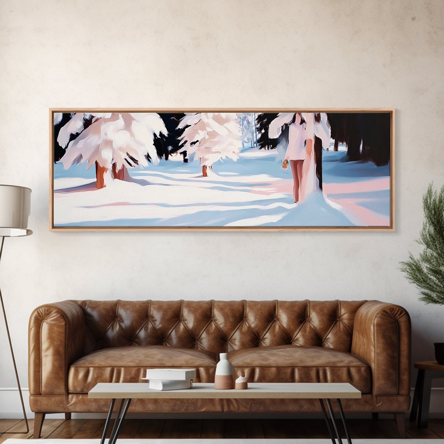 Snowy Forest, Winter Scene, Tranquil Beauty, Framed Canvas Print, Cozy Wall Art, Christmas Home Decor, Minimalist Winter Artwork