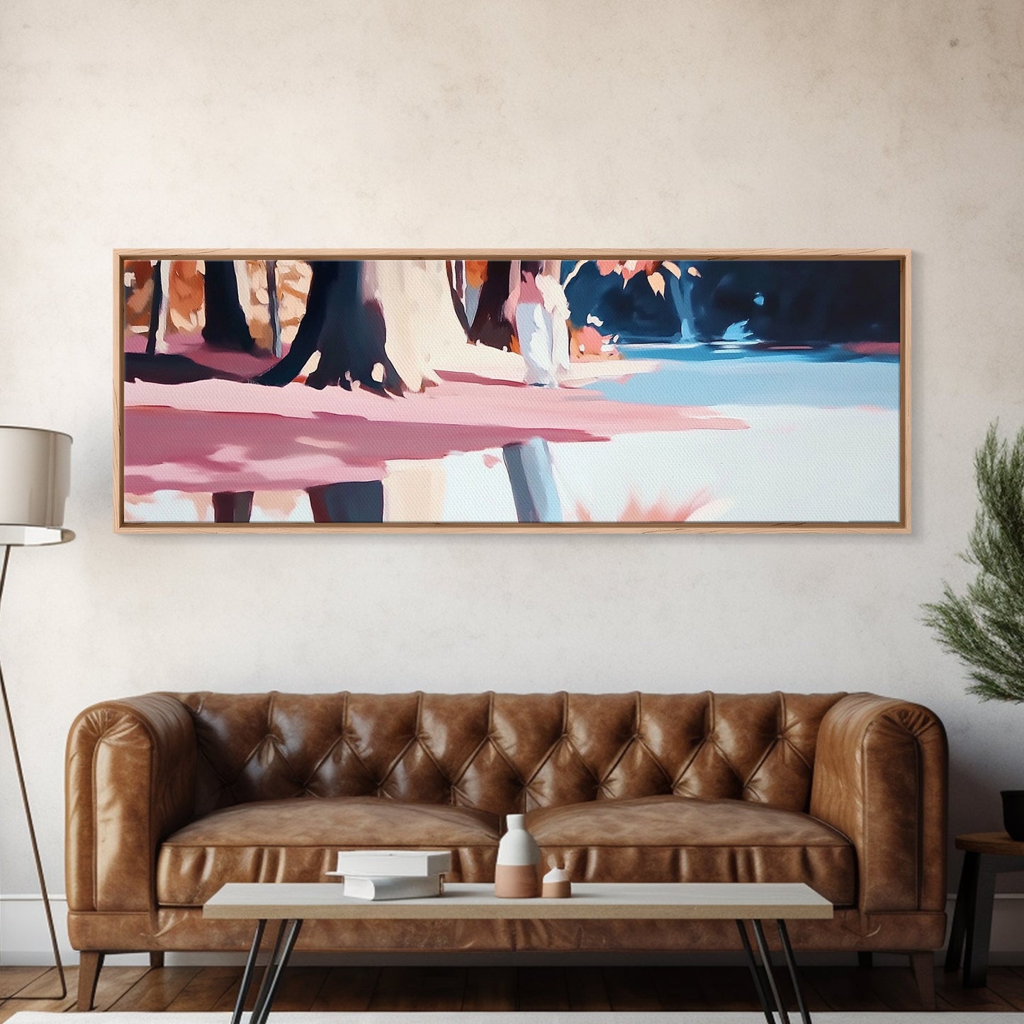 Woman, Flowing Dress, Forest Reflection, Framed Canvas Print, Feminine Wall Art, Dreamy Home Decor, Nature Inspired, Romantic Aesthetic