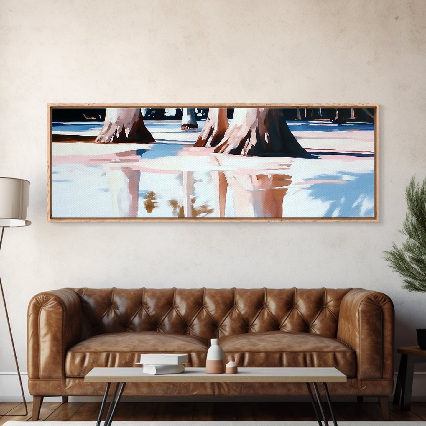 Tree Reflections, Water Reflection, Earthy Tones, Canvas Print, Minimalist Wall Art, Nature Inspired Decor, Modern Home Aesthetic