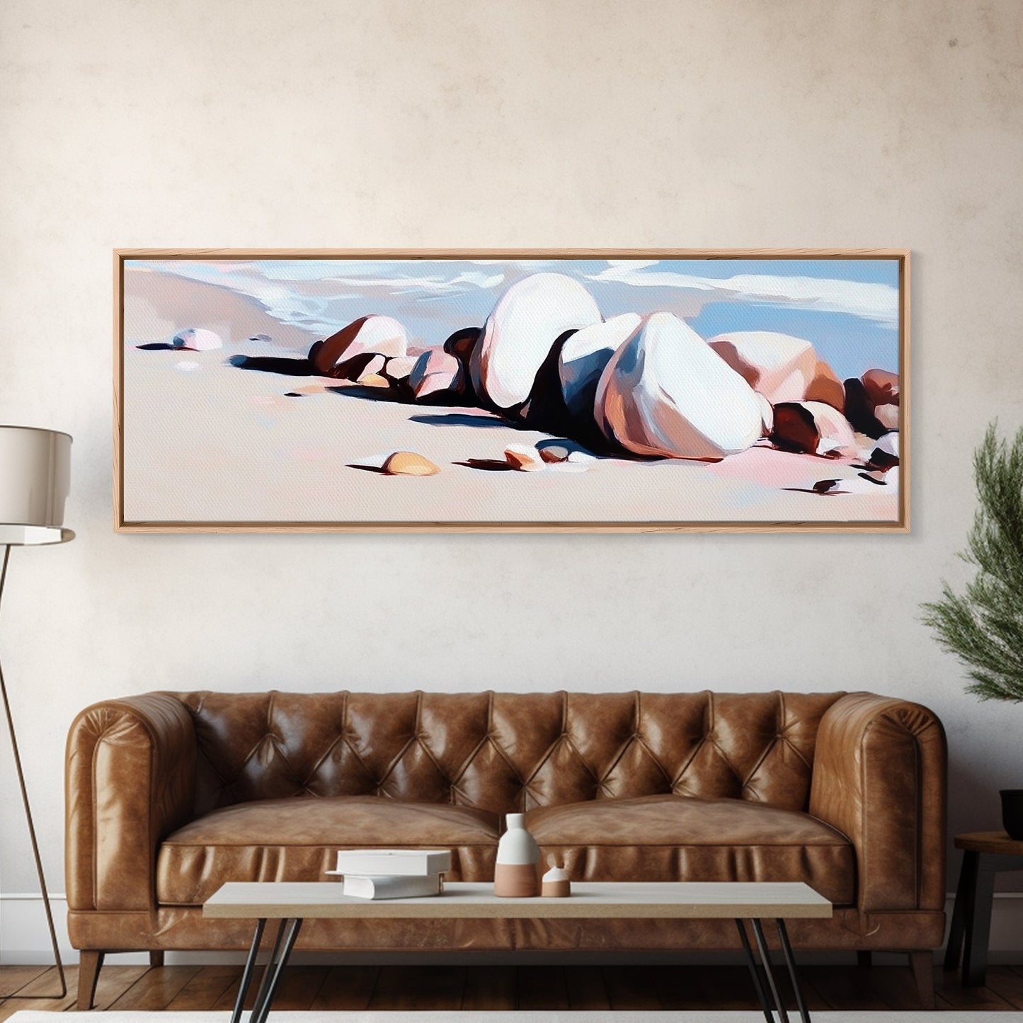 Beach Rocks, Ocean, Shore, Canvas Print, Coastal Art, Relaxing Summer Decor, Minimalist Artwork, Bedroom or Bathroom Wall Art