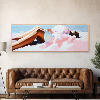 Relaxing On Beach, Summer Vibes, Serene Escape, Coastal Canvas Print, Bedroom Wall Art, Minimalist Decor, Pastel Beach Aesthetic