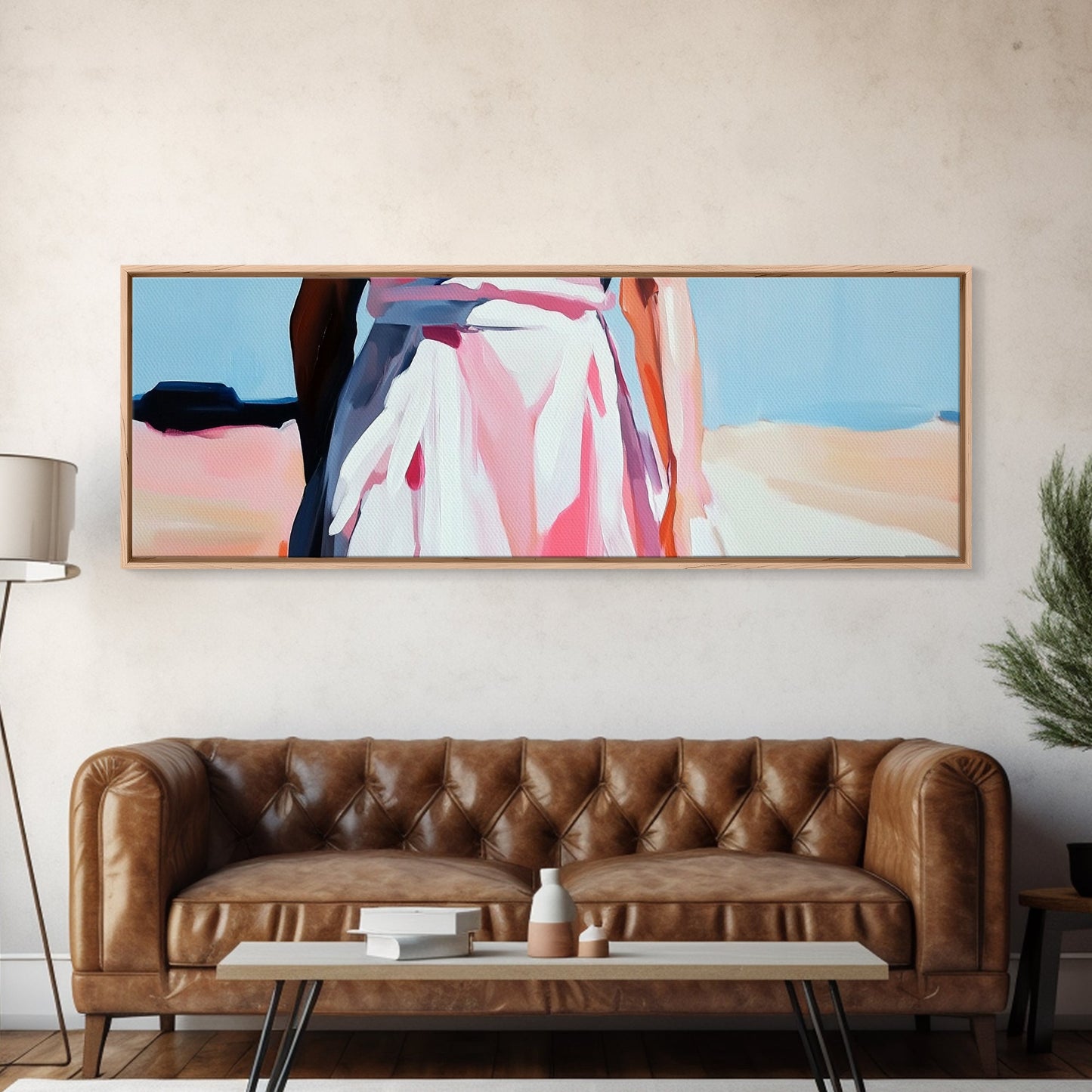 Elegante Frauenkunst, feminine Abstraktion, modische Wanddekoration, moderner gerahmter Leinwanddruck, Pastellgemälde, Kunst für Schlafzimmer oder Ankleidezimmer